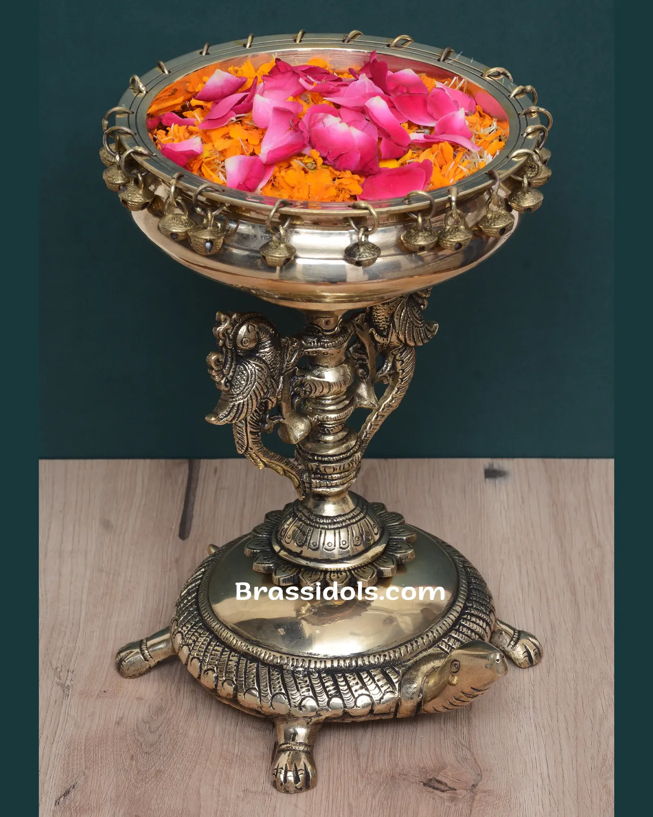 Brass Tortoies Standing Urli - image 1