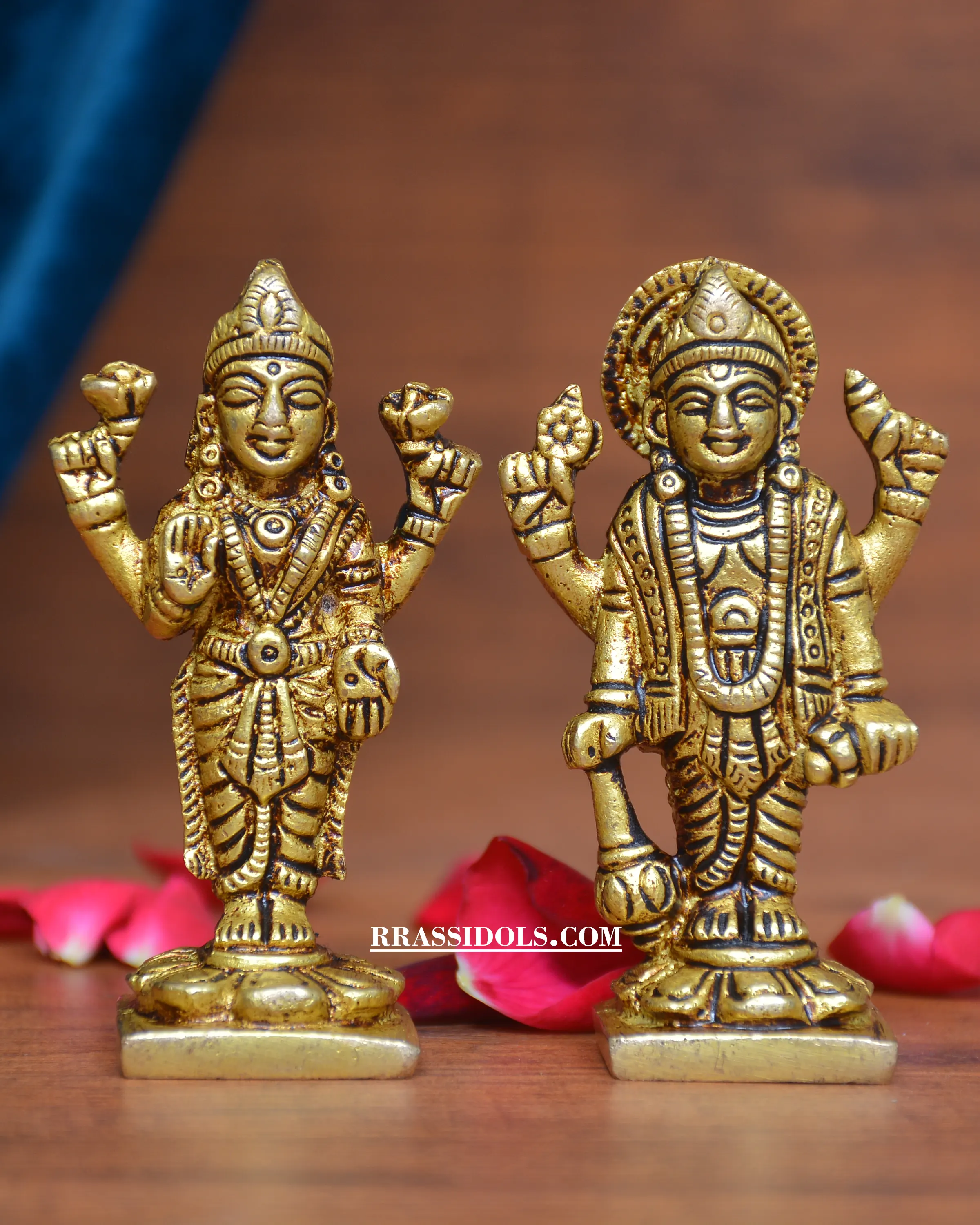BRAS STANDING LAXMI VISHNU IDOL - image 1
