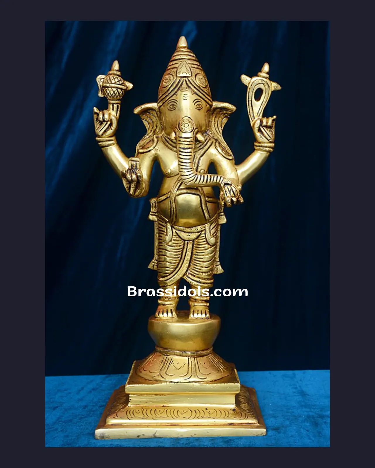 Pure Brass Standing Ganesha idol - 13 inches