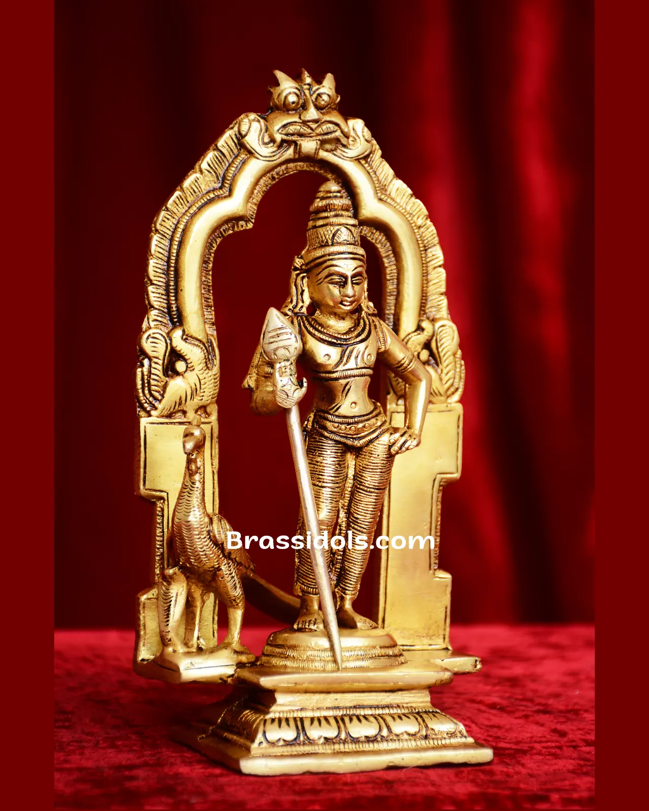 Devotional Vel Murugan with Mayil Brass Idols - 7.5 Inches - image 2