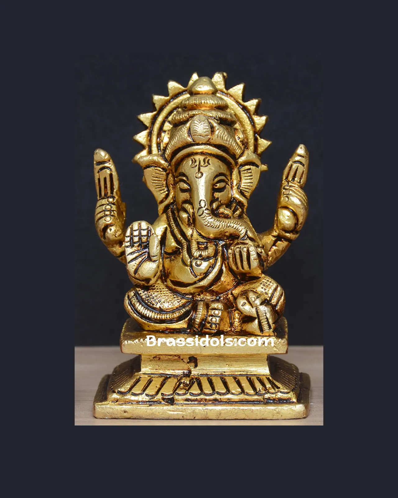 Brass Choki Ganesh idol - 3 inches - image 2
