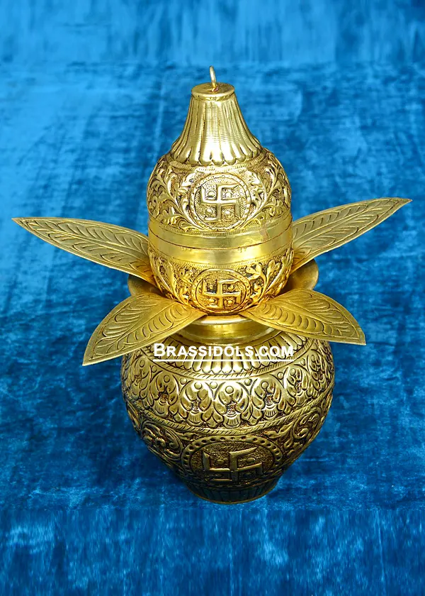 Brass Coconut Leaf Kalash 11 Inch - image 2