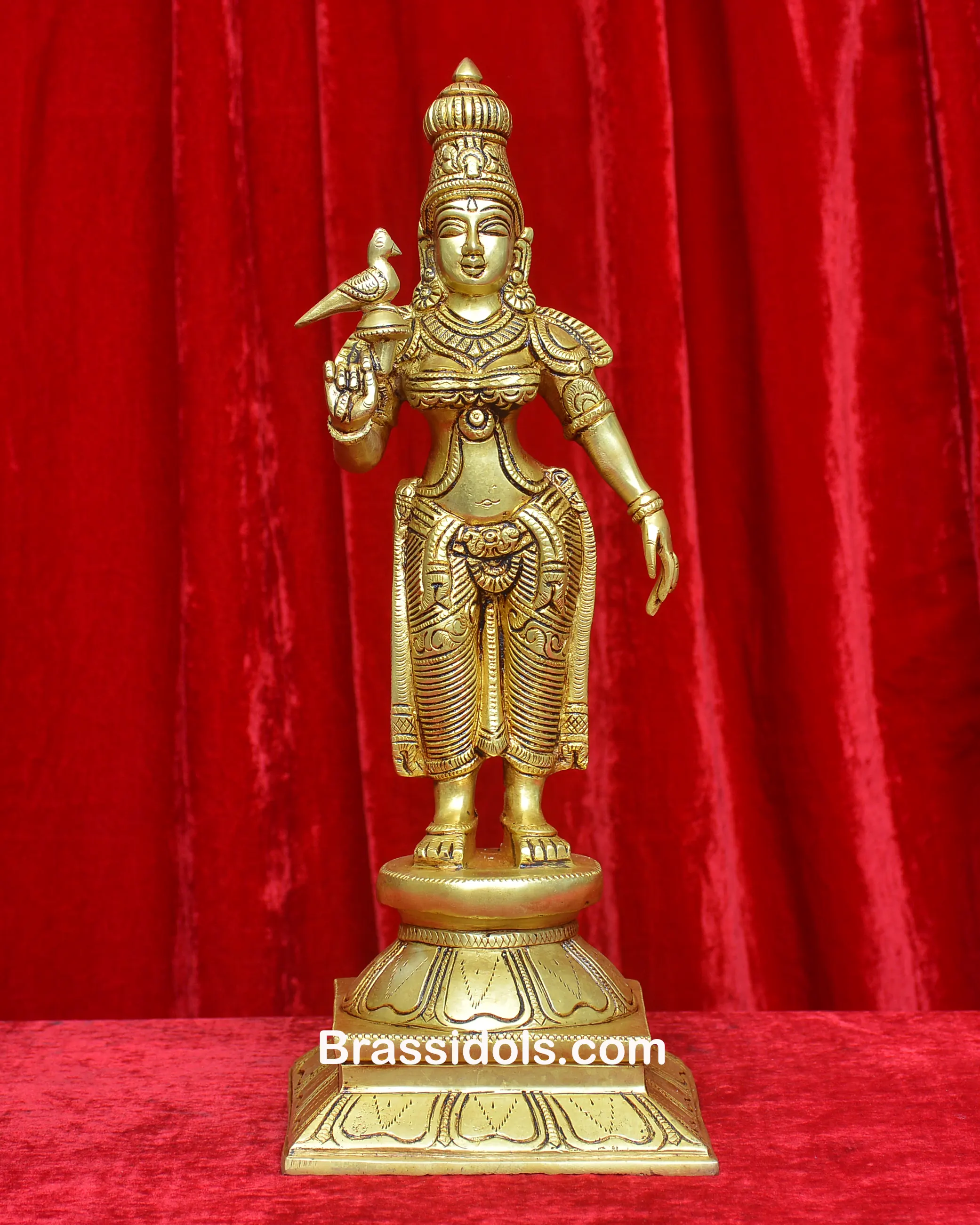 BRASS SQUARE BASE MEENAKSHI STANDING - image 1