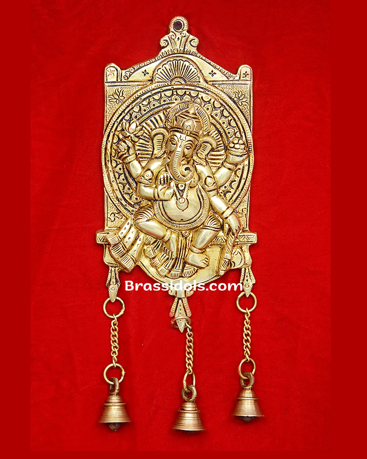 Brass Ganesha Door Hanging with Bells- 13 inches